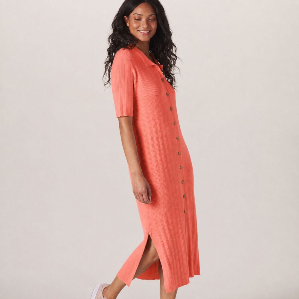 The Normal Brand Jolene Coral Knit Button Maxi Dress | Beachy | Size L